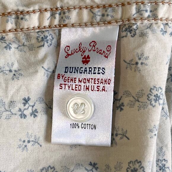 Lucky Brand Y2k Button Down Shirt Men's XXL Long Sleeve Floral Ivory Western Vtg - Picture 13 of 16